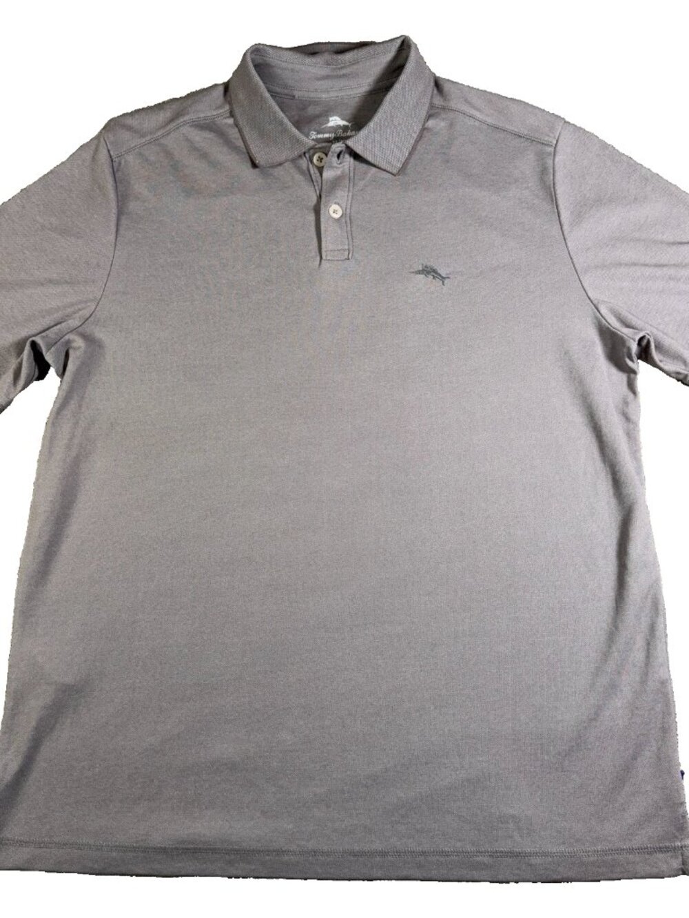 Tommy Bahama Polo Shirt Mens M Gray Marlin Logo 100% Cotton Golf Casual